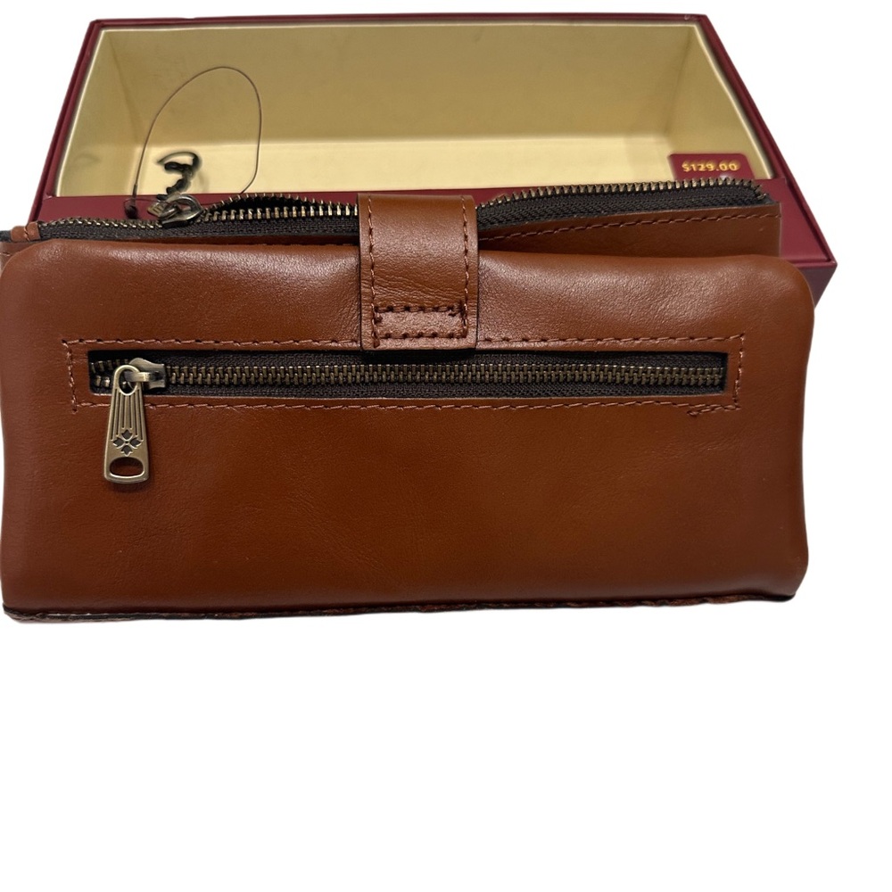 PATRICIA NASH Tooled Floral Leather Clutch Wallet Annesley Twist Lock‎ Brown NWT - Picture 3 of 4